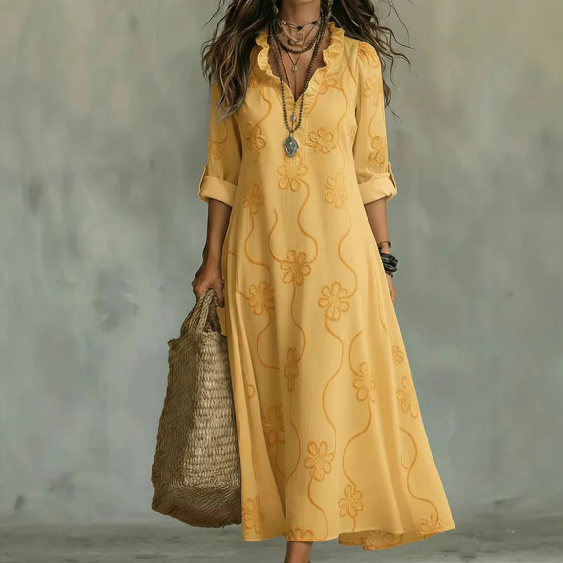Vestido largo de verano con estampado floral Sienna