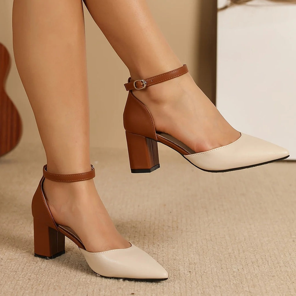 Lunéa | Zapatos de tacón con cierre de velcro bicolor