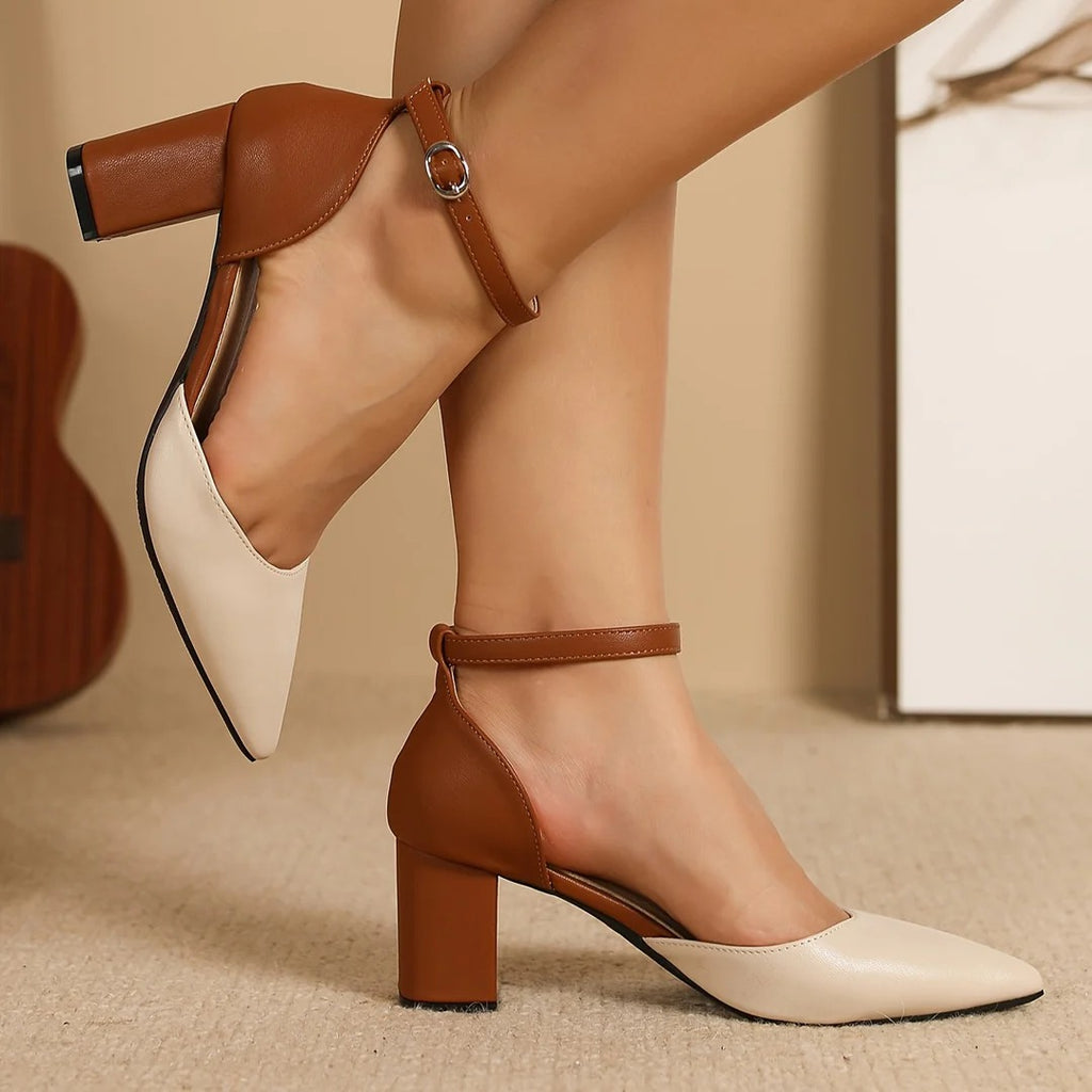 Lunéa | Zapatos de tacón con cierre de velcro bicolor