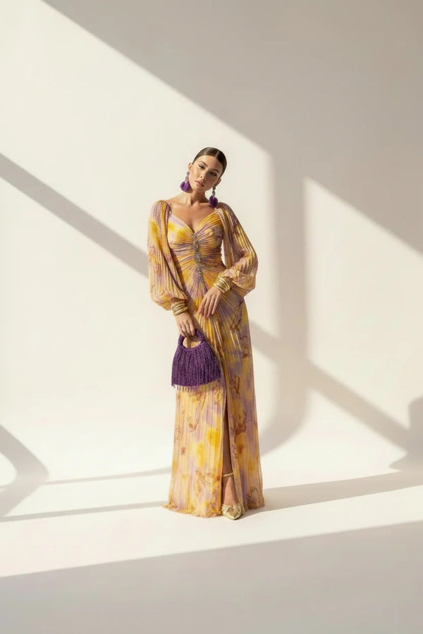 Noirel | Vestido largo de flores con escote pronunciado