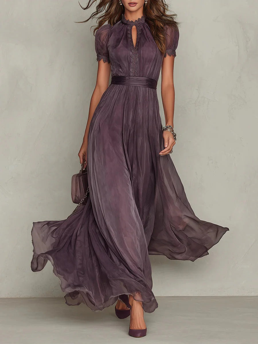 Noirel | Vestido largo morado con escote en forma de cerradura
