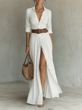 Noirel | Vestido largo con cuello de solapa y mangas largas