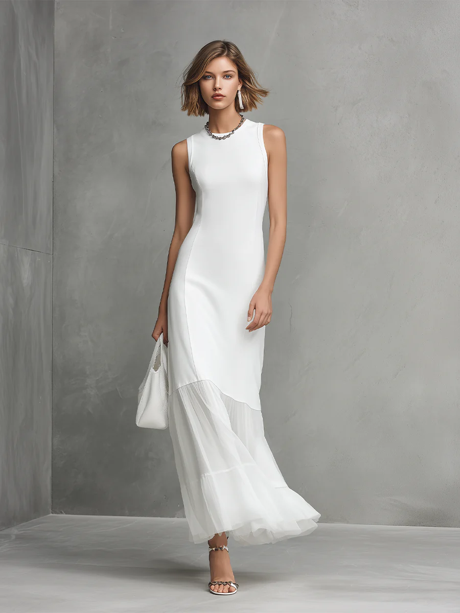 Noirel | Elegante vestido blanco sin mangas para mujer