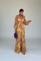 Noirel | Vestido largo de flores con escote pronunciado