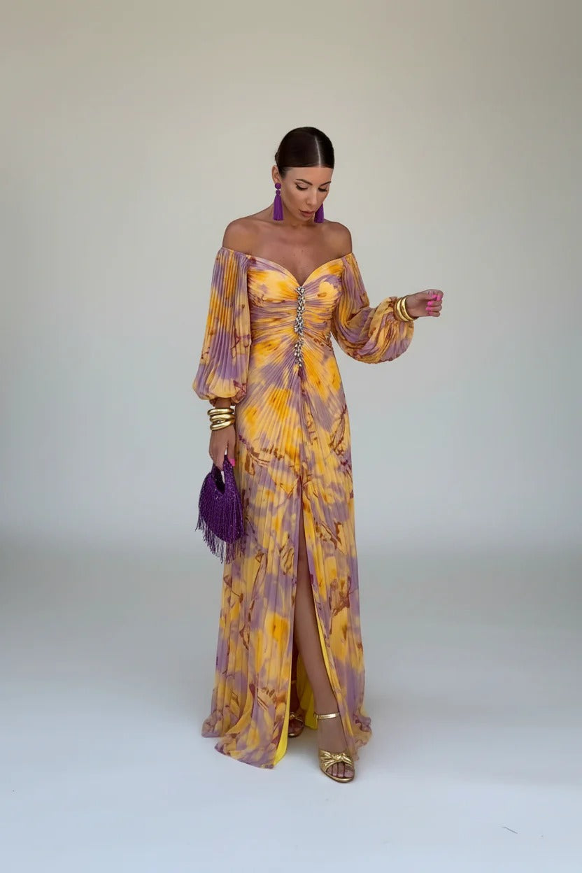 Noirel | Vestido largo de flores con escote pronunciado