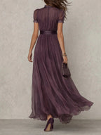 Noirel | Vestido largo morado con escote en forma de cerradura