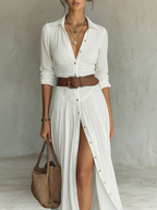 Noirel | Vestido largo con cuello de solapa y mangas largas