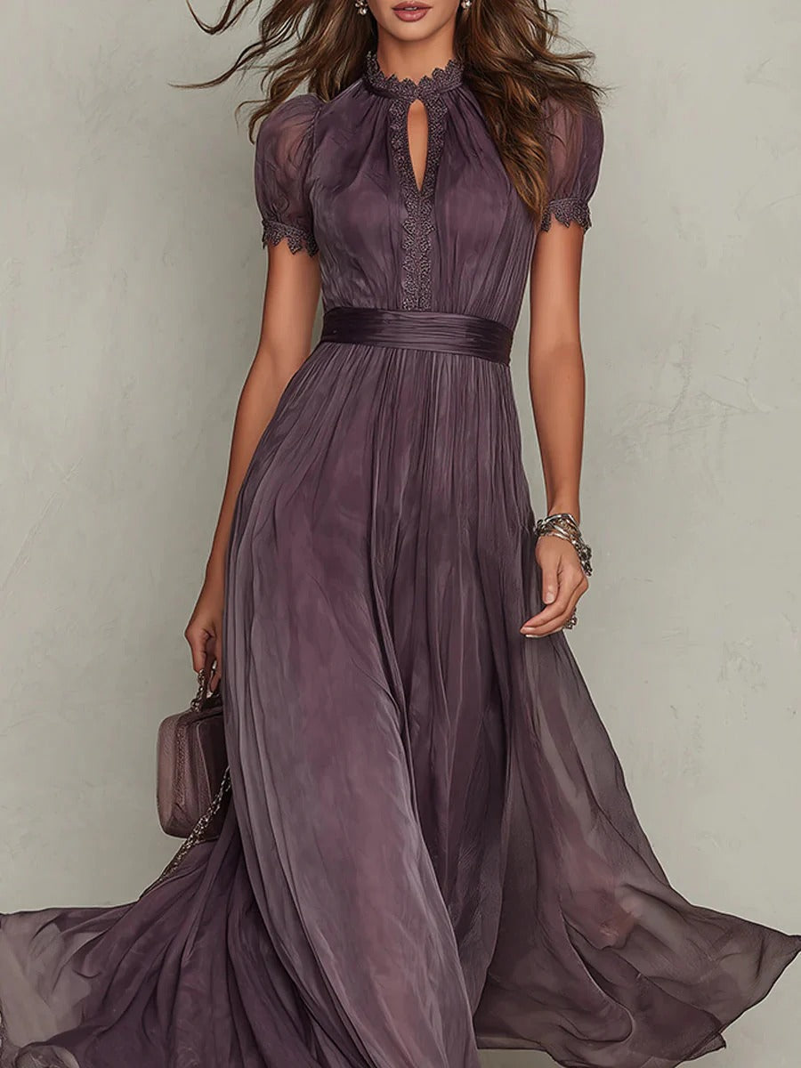 Noirel | Vestido largo morado con escote en forma de cerradura