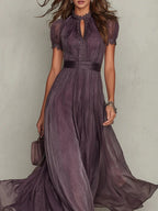 Noirel | Vestido largo morado con escote en forma de cerradura