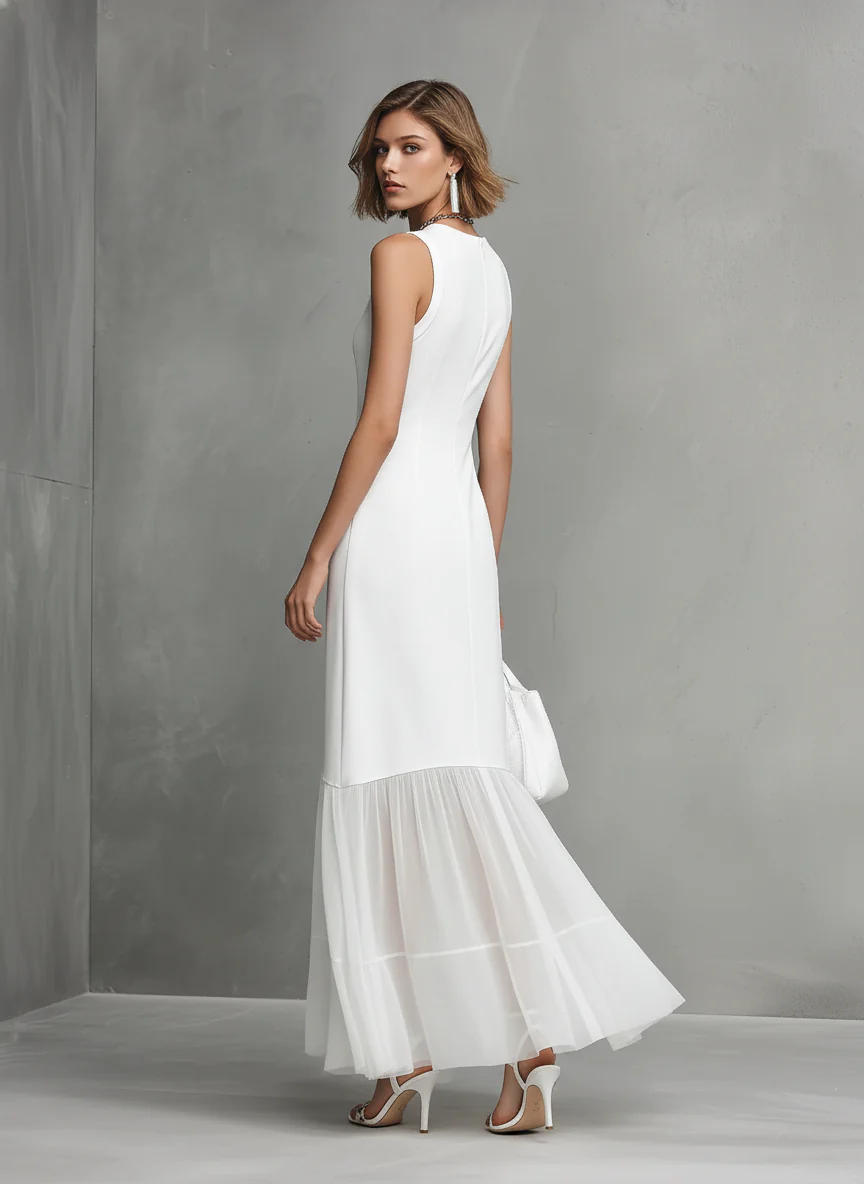 Noirel | Elegante vestido blanco sin mangas para mujer